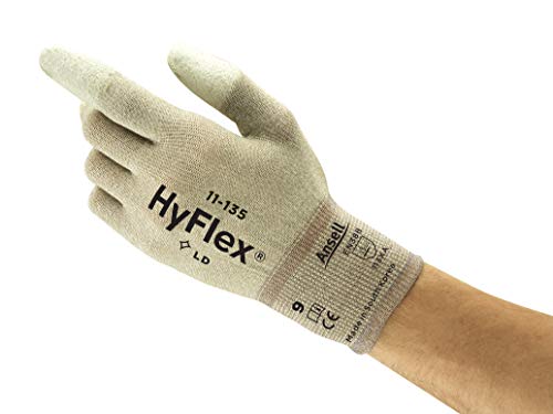 Ansell Hyflex 11-135 Guanto Multiuso, Protezione Meccanica, Grigio, Taglia 6 (12 Paia)