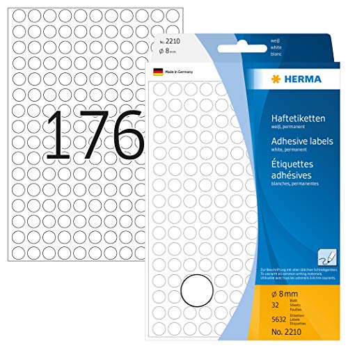 Herma Multi-Purpose Labels Ø 8Mm White 5632 Pcs.