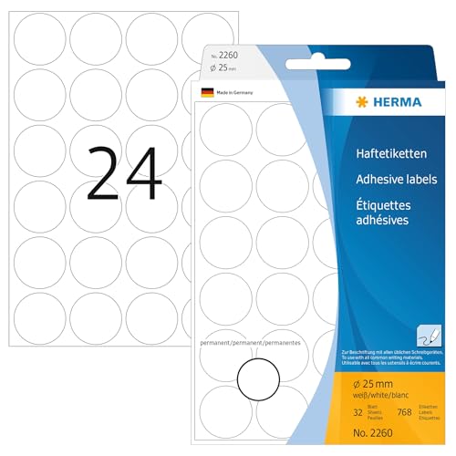 Herma Multi-Purpose Labels Ø 25Mm White 768 Pcs.