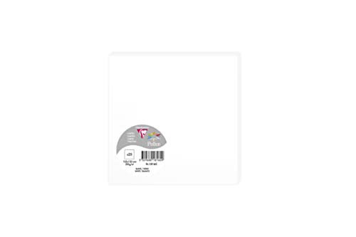 Clairefontaine 1816C - Pacco Da 25 Cartoncini - Formato Quadrato 13,5X13,5Cm - 210G/M² - Colore Bianco - Biglietti Di Invito E Corrispondenza - Gamma 