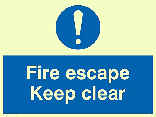 Viking Segni Ma226-A5L-Pv "Fire Escape Keep Clear" Sign, Photo Luminescent Sticker, 150 Mm Altezza X 200 Mm Larghezza