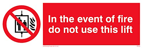 Confezione Da 5 – In Fire Do Not Use Lift Sign – 150 X 50 Mm – L15