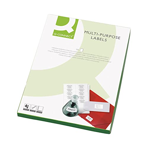 Q-Connect Kf02246 Etichette Multifunzione, 105 X 148 Mm, 4 X Foglio A4, Confezione Da 500, Colore Bianco 105 X 148 Mm Multicolour/White