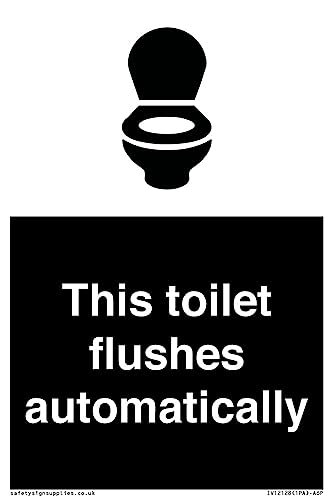 Cartello "This Toilet Flushes Automatically Sign", 100 X 150 Mm, Formato A6P