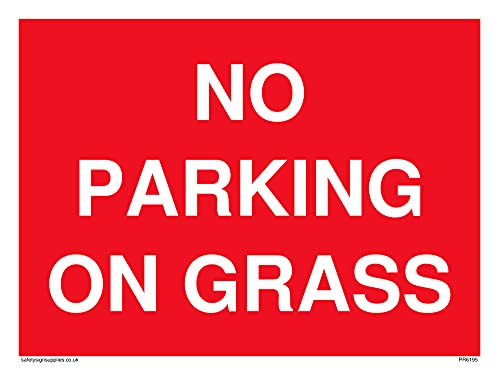 Confezione Da 5 – Cartello "No Parking On Grass – 200 X 150 Mm – A5L