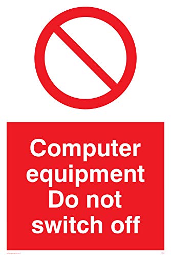 Viking Segni Pv52-A4P-3 M "Apparecchiature Informatiche Do Not Switch Off" Sign, 3 Mm, Plastica Rigida, 300 Mm Altezza X 200 Mm Larghezza