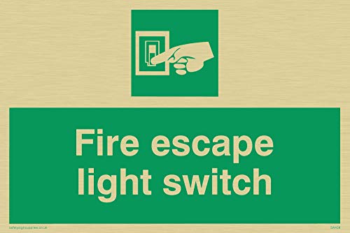 Viking Segni Sa408-A6L-Gv "Fire Escape Light Interruttore" Sign Vinile, Oro, 100 Mm Altezza X 150 Mm Larghezza