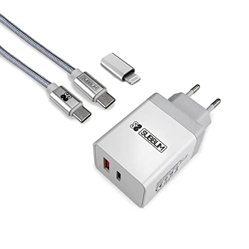 Subblim Caricatore Da Parete Smart Charger Pd25W+Qc3.0+C To C/Lightning Cable White