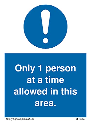 Confezione Da 5 – Only 1 Person At A Time Allowed In This Area, Thank You Sign – 75 X 100 Mm – A7P