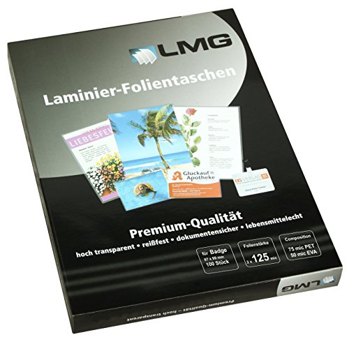 Lmg Lmgba-125 Pouches Badge, 67 X 99 Mm, 2 X 125 Mic, 100 Pezzi