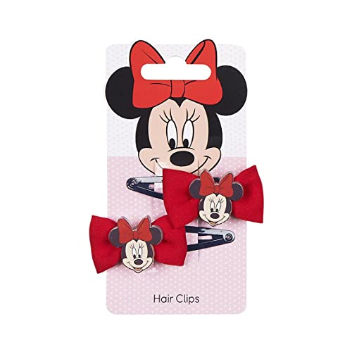 Forcella A Forma Di Fiocco Per Capelli Di Minnie Mouse - Colore Blu E Rosso - Realizzato In Poliestere 100% - Stampa Con Viso Di Minnie Mouse - Prodot