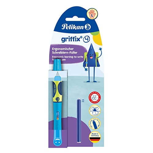 Pelikan Griffix 820370 - Penna Stilografica Per Mancini, Con Tappo Girevole, Colore: Blu Fluo
