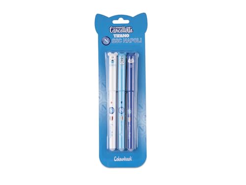 Colourbook Napoli - Set 3 Penne Gel Cancellabili Ricaricabili, Gomma A Semisfera, Diametro Punta 0,7 Mm…