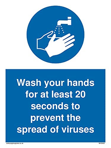 Confezione Da 5 – Segnale Obbligatorio Con Scritta In Inglese “Wash Hands”, 150 X 200 Mm, A5P