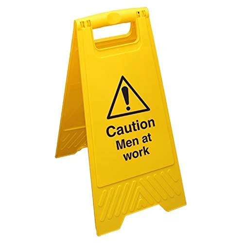 Caution Men At Work - Cartello Da Pavimento Giallo Su Entrambi I Lati