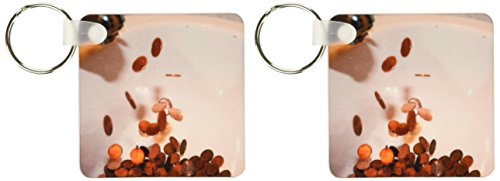 3Drose Un Lavello Da Cucina In Porcellana Bianca Con Penny In Rame Che Sembrano Uscire Dal Rubinetto, Portachiavi, 6 Cm; Varia