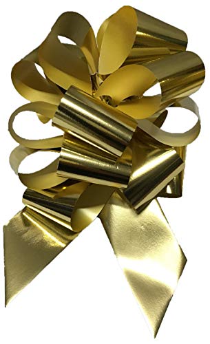 Conf. 30 Fiocchi Nastri Rapidi Lucidi, Larghezza 31 Mm, Oro, Natale Regali Coccarda