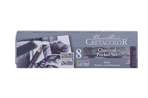 Cretacolor Pocket Set, Urban Sketching, Nero Set Da Disegno, 8 Pezzi, In Custodia Di Metallo, Adatto Per Disegno E Schizzo, Diversi Prodotti A Base Di