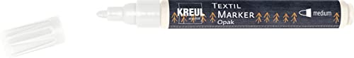Kreul 92760 - Marcatore Tessile Opaco A Punta Tonda Media Bianco Larghezza Della Linea Circa 2-4 Mm Per Decorare Tessuti Chiari E Scuri Lavabile Dopo