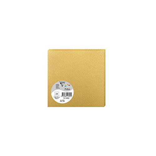 Clairefontaine 11890C - Pacco Da 25 Biglietti- Formato Quadrato 13,5X13,5Cm - 210G/M² - Colore Oro - Biglietti Di Invito E Corrispondenza - Gamma Poll