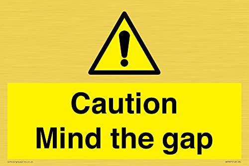 Cartello Con Scritta "Caution Mind The Gap", 300 X 200 Mm, Formato A4L