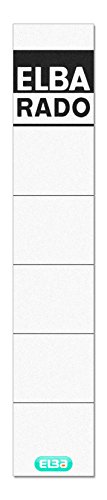 Elba Rado 100551822 - Cartello Per La Schiena, Confezione Da 10 Pezzi, Stretto E Corto, Autoadesivo, Colore: Bianco