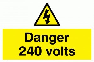 Viking Segni We82-A3L-Ac "Pericolo 240 Volt" Sign, Composito Di Alluminio, 300 Mm Altezza X 400 Mm Larghezza