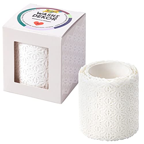 Folia Bordo Decorativo Washi Fiori, Bianco Nero