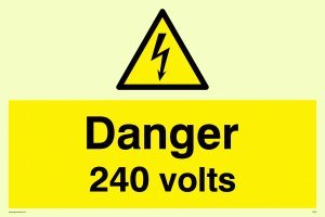 Viking Segni We82-A6L-P "Pericolo 240 Volt" Sign, Semirigida Fotoluminescenti Plastica, 100 Mm Altezza X 150 Mm Larghezza