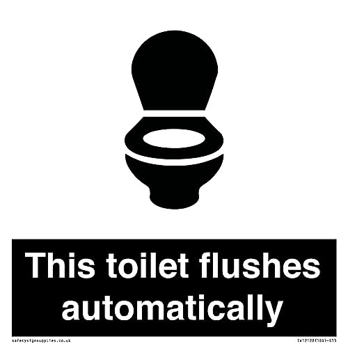Cartello "S15" Con Scritta "This Toilet Flushes Automatically Sign", 150 X 150 Mm