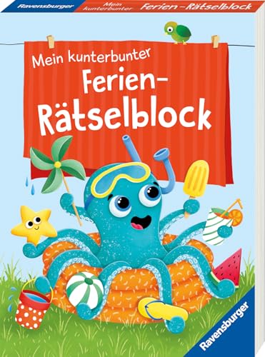 Ravensburger Mein Kunterbunter Ferien-Rätselblock - Rätselspaß Im Urlaub, Auf Reisen Oder Zuhause - Ferien Unterhaltung Für Kinder Von 7 Bis 9 Jahren