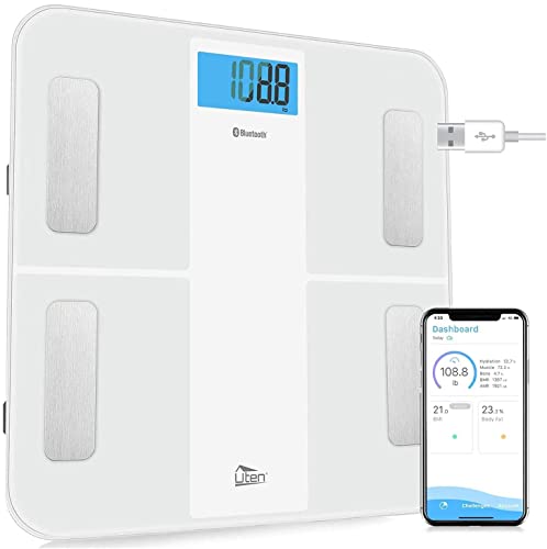 Uten Bilancia Bluetooth, Bilancia Pesapersone Digitale Batteria Ricaricabile Incorporata Da 3,7 V, Misurazione Ad Alta Precisione Per Bmi, Grasso Corp