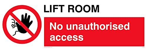 Cartello Lift Room No Unauthorised Access – 300 X 100 Mm – L31