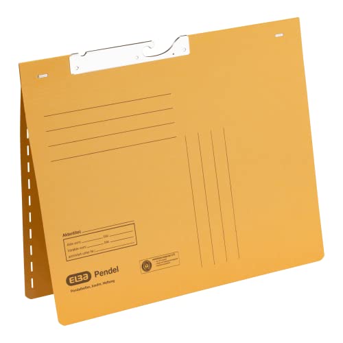 Elba 100560101 - Cartellina Sospesa In Cartoncino Manila, 50 Pezzi, Con Rilegatura Commerciale E Punzonatura A Taglio, 320 G/M², Colore: Giallo