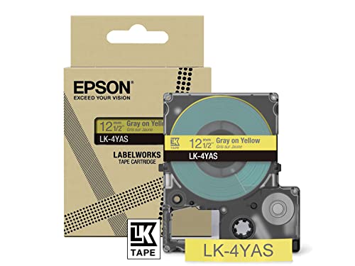 Epson Labelworks Lk-4Yas Cartuccia A Nastro Per Etichettatura Compatibile Con Epson Labelworks Lw-C610 E Lw-C410 Giallo/Grigio 12Mm