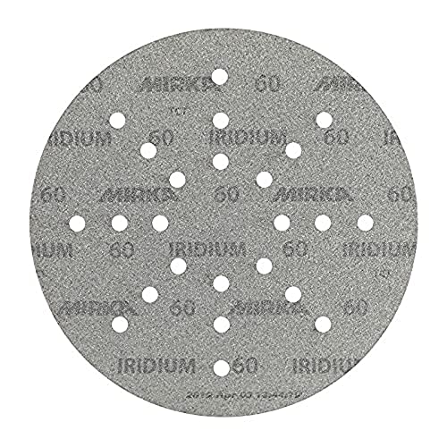 Mirka Iridium Carta Abrasiva Ø 225 Mm / A Strappo, Grana 60 / 25 Dischi / Per Levigatrici A Secco, Per Pareti E Soffitti / Levigatura Di Vernice, Stuc