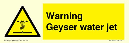 Cartello A Getto D'Acqua Warning Geyser - 150 X 50 Mm - L15