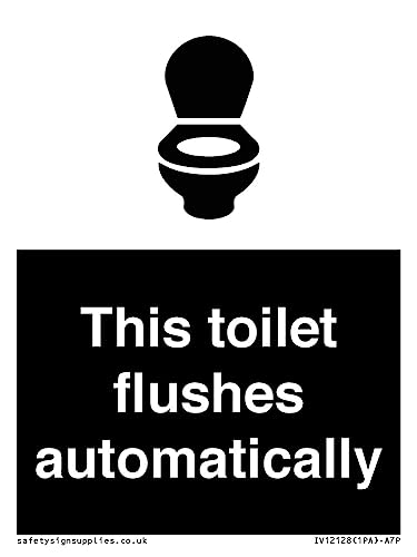 Cartello Con Scritta "This Toilet Flushes Automatically – 75 X 100 Mm – A7P