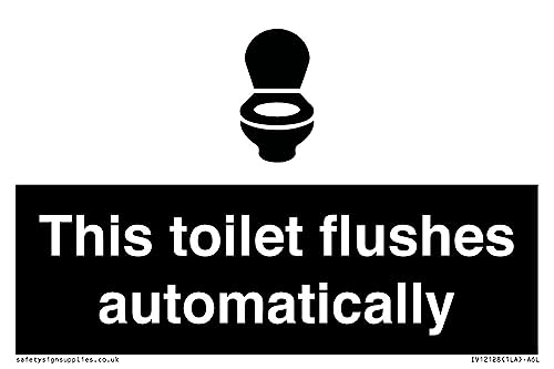 Cartello "This Toilet Flushes Automatically Sign", 150 X 100 Mm, Formato A6L