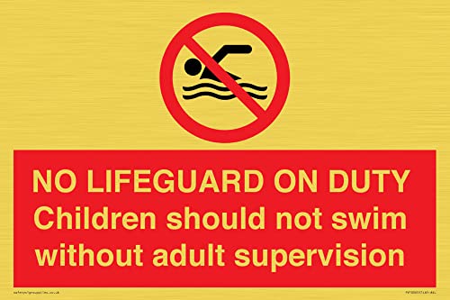 Cartello Con Scritta "No Lifeguard On Dight", 300 X 200 Mm, Formato A4L