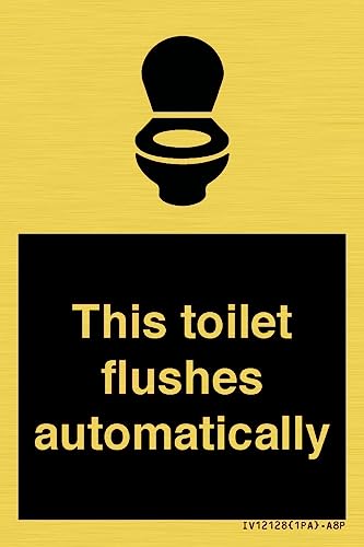 Cartello "This Toilet Flushes Automatically Sign", 50 X 75 Mm, A8P