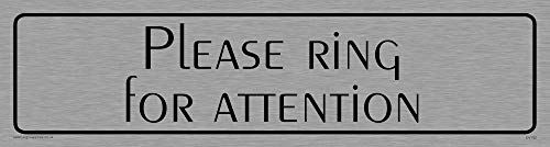 Viking Segni Dv792-L26-Ms "Please Ring For Attenzione" Door Sign, Peignot Light Font, 1 Mm, In Acciaio Inox, 225 Mm H X 60 Mm W