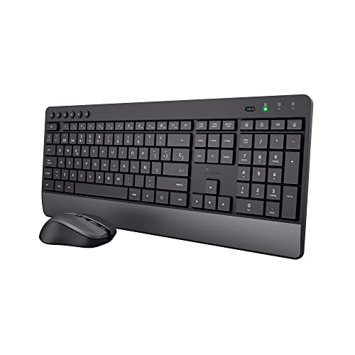 Trust Trezo Spanish Qwerty Wireless Keyboard And Mouse, Sustainable Design, Silent And Ergonomic Keyboard, Wrist Rest, 48 Months Of Battery, 2.4 Ghz, 