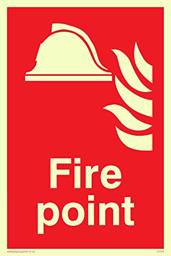 Viking Segni Fv344-A6P-Pv Sign, Fire Point Photo Luminescent Vinile Adesivo, 100 Mm Altezza X 150 Mm Larghezza