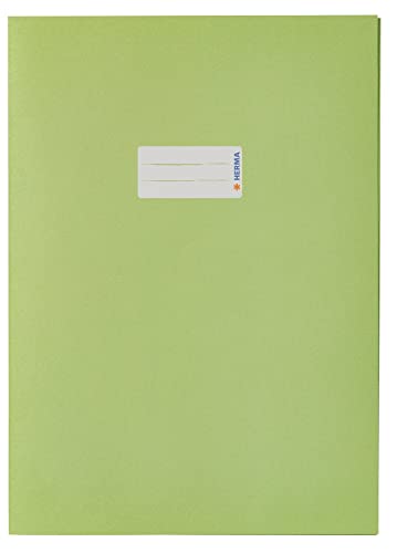 Herma 5538 Copertine Per Quaderni, Formato A4, Carta Verde Chiaro, 10 Pezzi, Copertina Per Quaderni Con Etichetta In Carta Riciclata Resistente E Colo