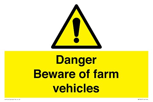 Danger Beware Of Farm Vehicles, Cartello Formato A4L, 300 X 200 Mm