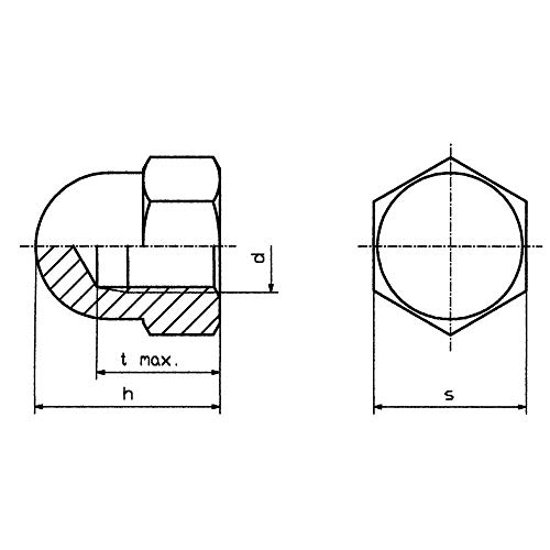 Toolcraft M6 D1587-Stahl:A2K 194789 Dado Esagonale Cieco M6 Din 1587 Acciaio Zincato 10 Pz.