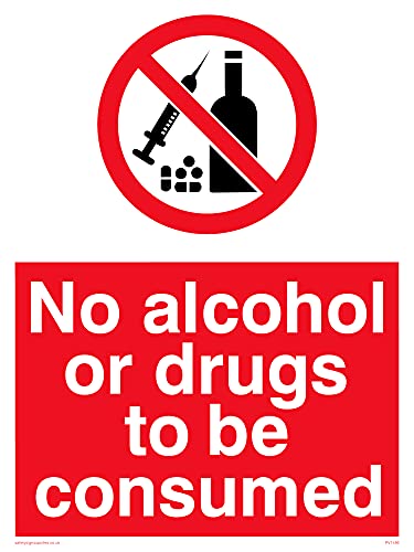 Confezione Da 5 – No Alcohol Or Drugs To Be Consumed – 150 X 200 Mm – A5P