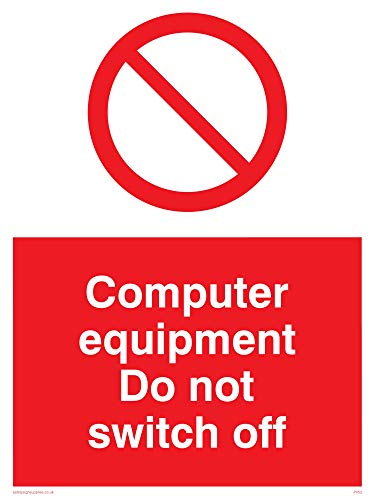 Viking Segni Pv52-A3P-3 M "Apparecchiature Informatiche Do Not Switch Off" Sign, 3 Mm, Plastica Rigida, 400 Mm Altezza X 300 Mm Larghezza