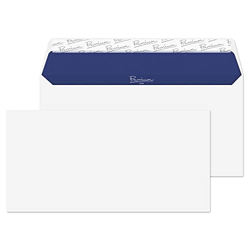 Premium Pure - Buste Dl, In Carta Riciclata, 110 X 220 Mm, Chiusura Autoadesiva, 50 Pezzi, Colore: Bianco